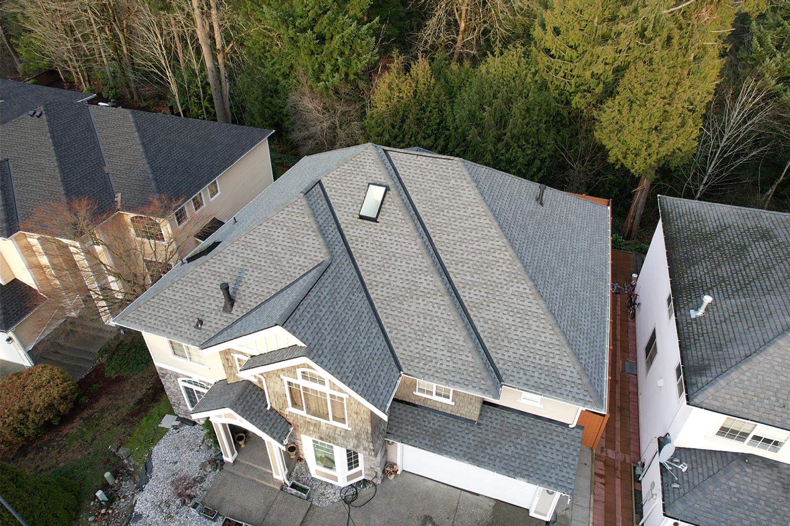 Completed roof replacement on a Western Washington home
