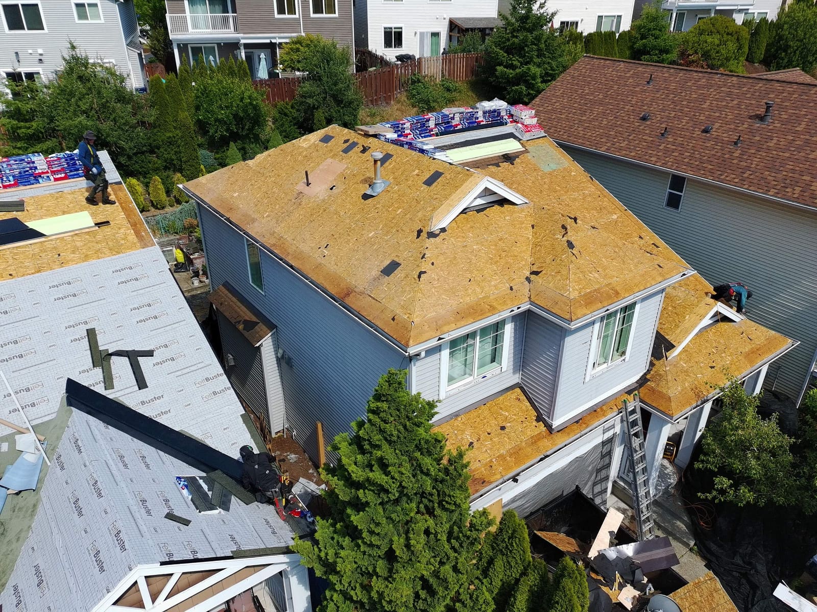 Roof stripped down before a complete roof installation